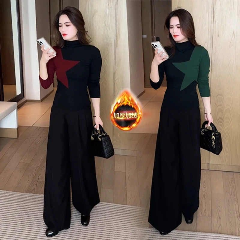 早秋显瘦T恤小众设计感洋气时尚减龄打底加绒拼色气质上衣11181