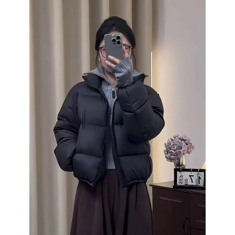 秋冬保暖外套短款羽绒棉服冬季小个子棉服2025新款黑色面包服外套