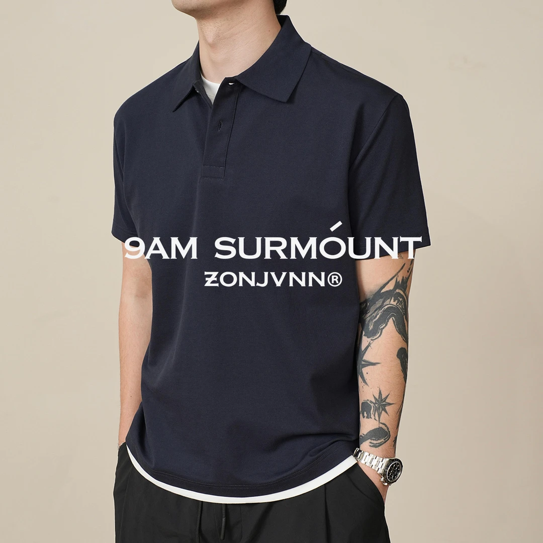 ZONJVNN珠地棉假两件POLO衫休闲高级翻领SORONA+简约宽松夏季