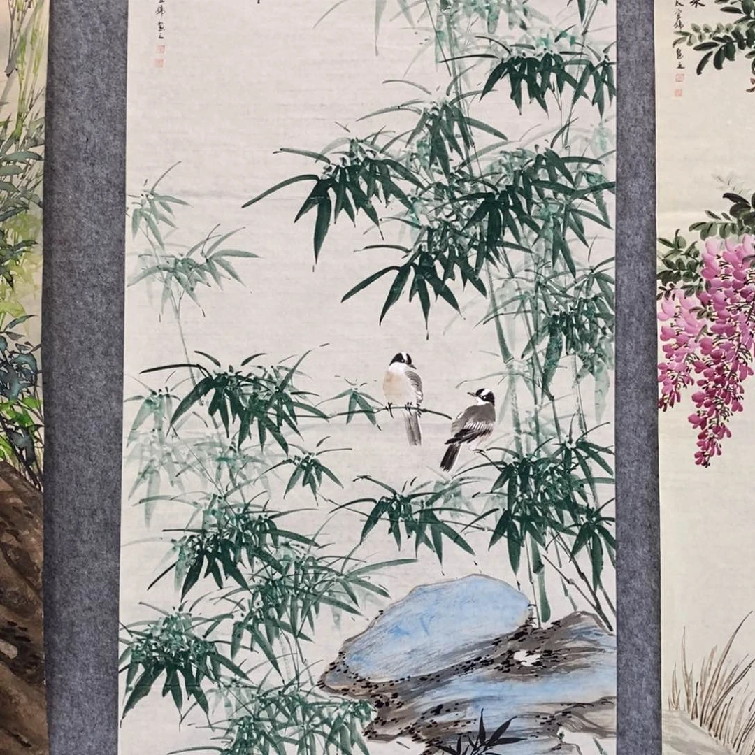 国画闲***.竹报平安作品