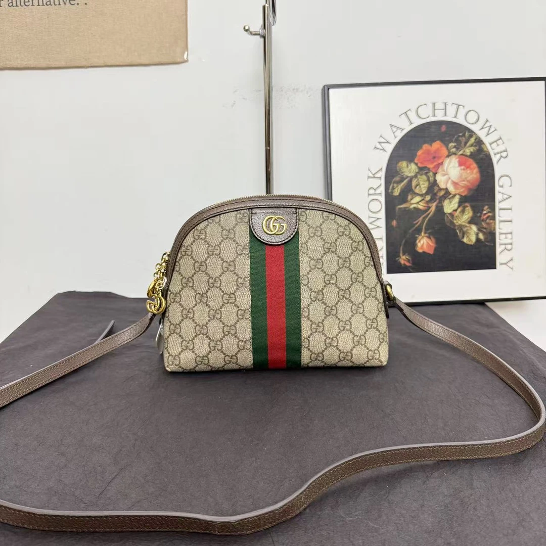 95新 GUCCI/古驰 古驰老花贝壳包/斜挎包/单肩包/