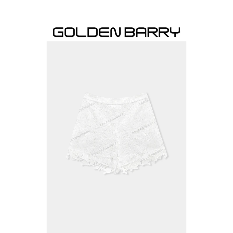 GOLDENBARRY|561101“素锦花影”镂空韩系蕾丝短裤