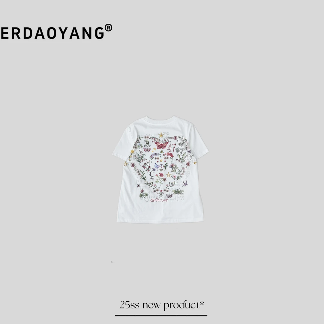 ERDAOYANG "京城47号" 春夏新款后背花卉图案短袖DX1166