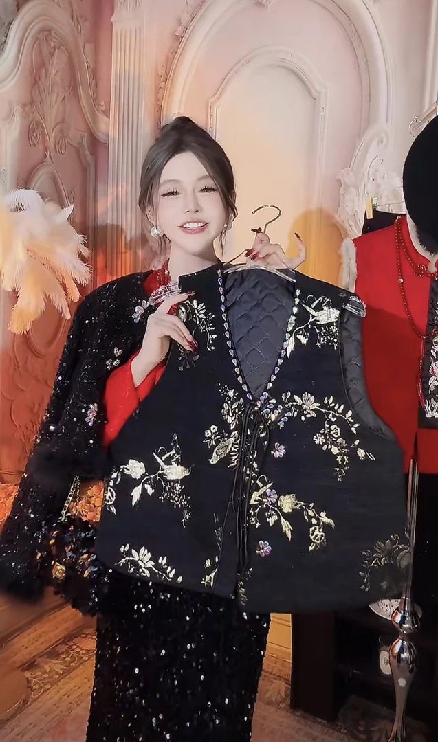 【崔】喜上眉梢 W0196短款秋季马甲夏季马夹女士中国风复古女装百搭