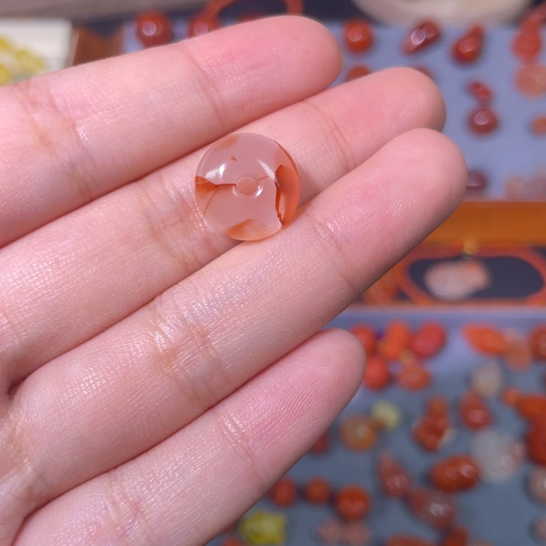 南红玛瑙冰飘花平安扣未镶嵌