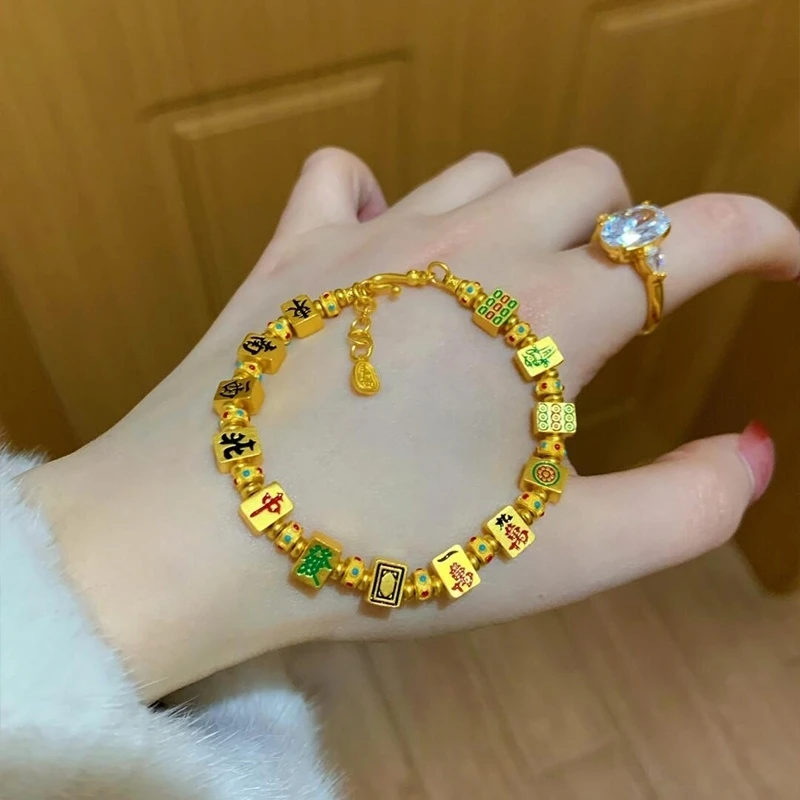 卡柒 铜合金手链 新中式自摸十三幺麻将手链轻奢小众高级感手串女