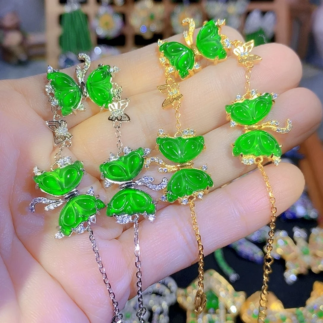 吊坠(不含链)银S925镶嵌翡翠多样性发其一