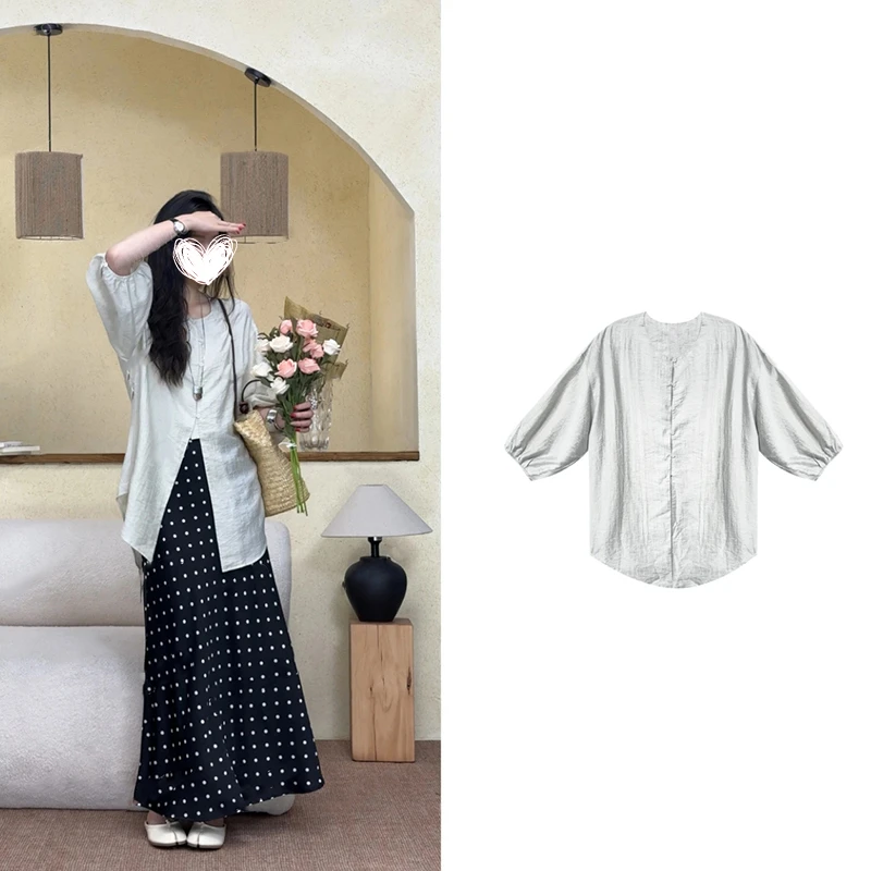 【查理周刊】 纽扣豆绿色衬衫上衣咖色半身裙黑色半身裙套装