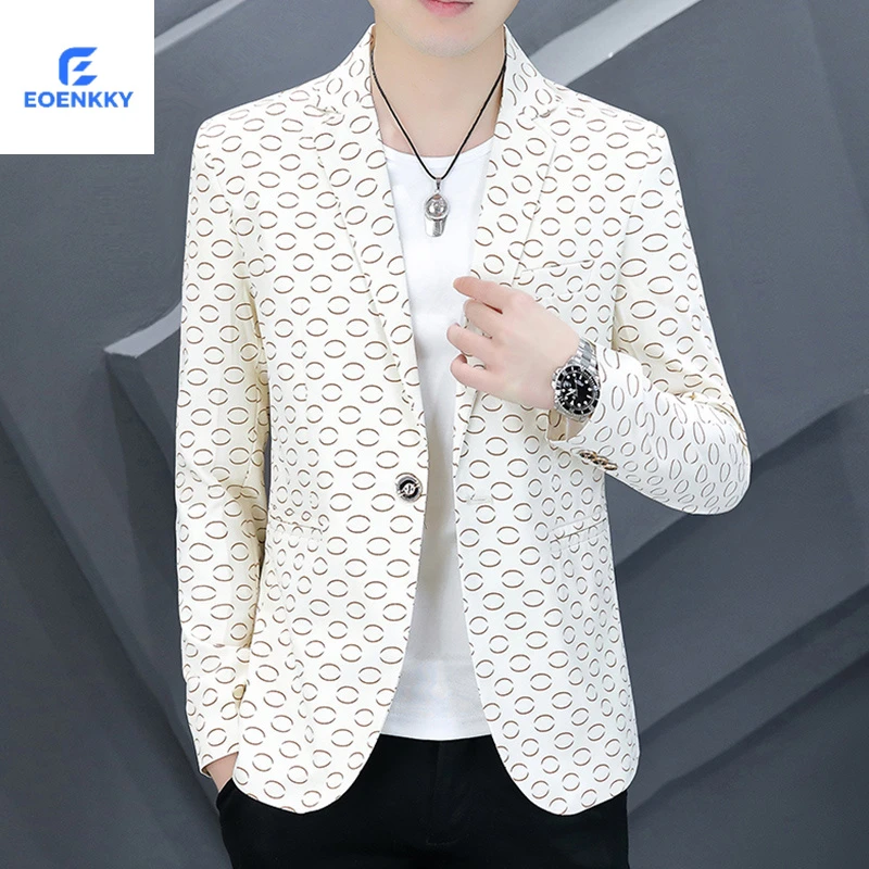 EOENKKY春秋新款韩版潮流修身时尚男士个性百搭休闲单西西服外套