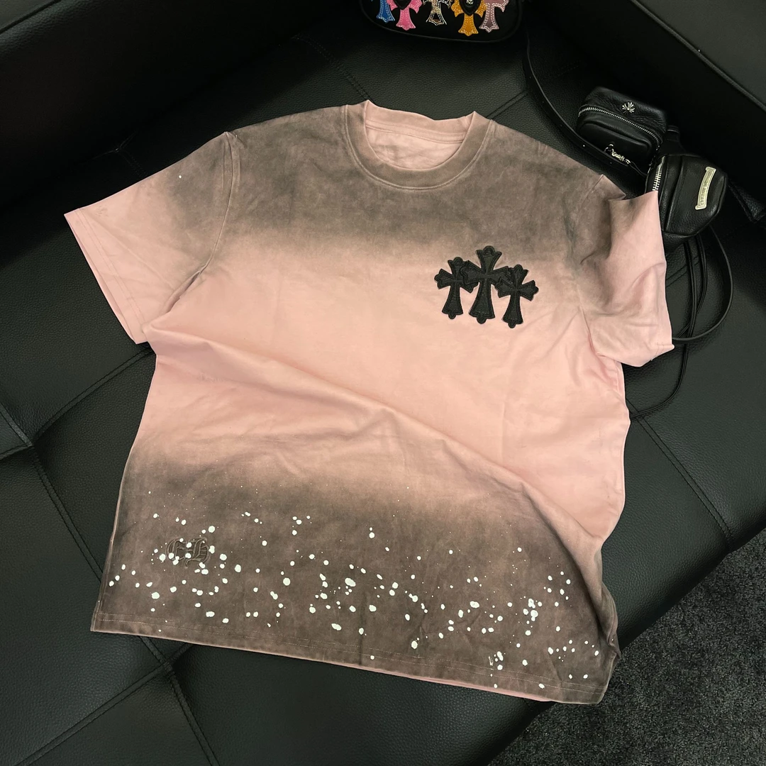 Rebornmoi【重工定制】重工泼墨皮标短袖夏季(男女同款)DX377