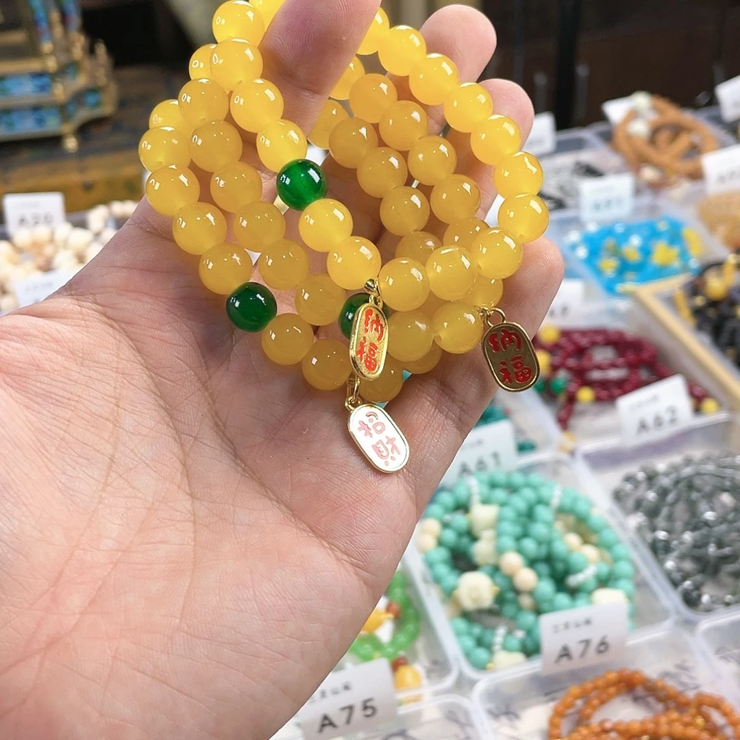 檀香木手串银S925镀金镶嵌