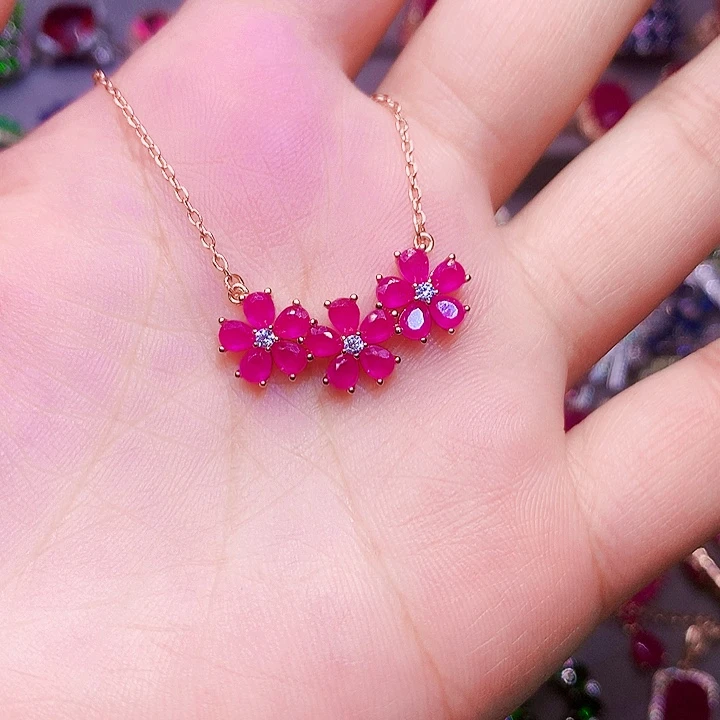 颈饰银S925镶嵌红宝石