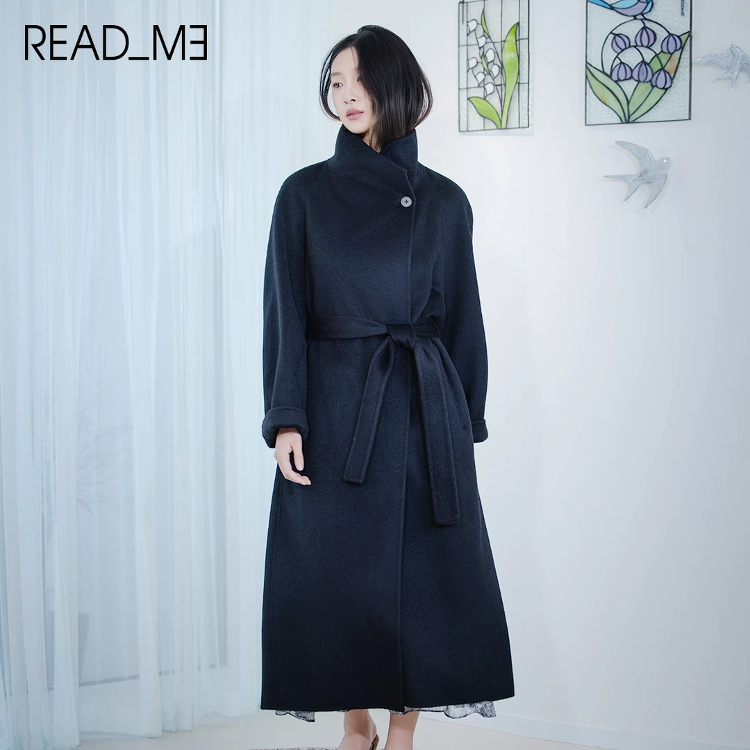 D50914299秋冬毛呢外套气质女中长款不规则领女长款呢大衣保暖