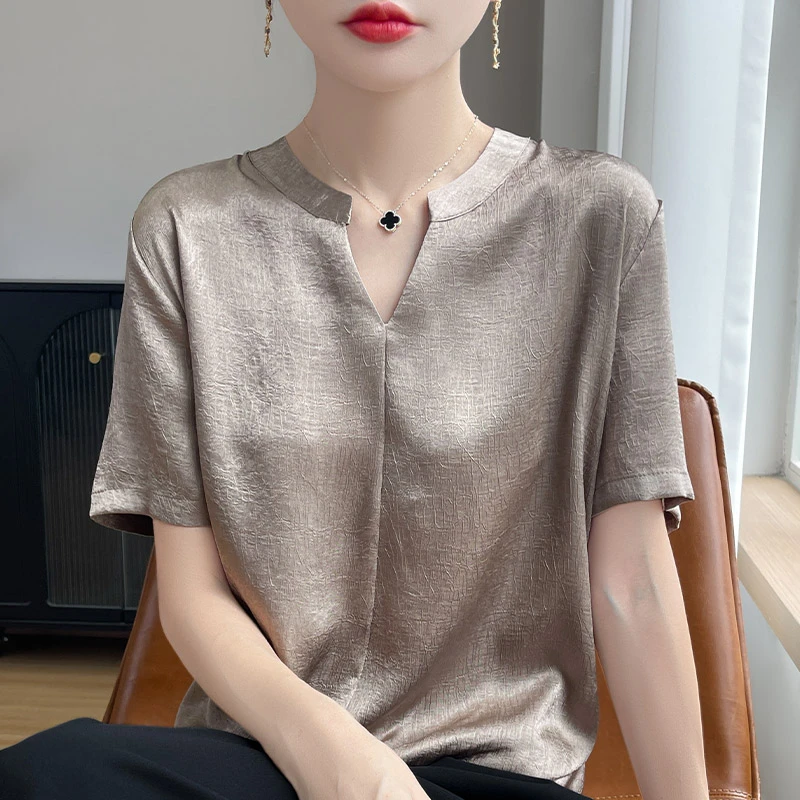 【现货宠粉】新款千金风女纯色T恤吸汗短袖薄雾少女风纯色打底上衣