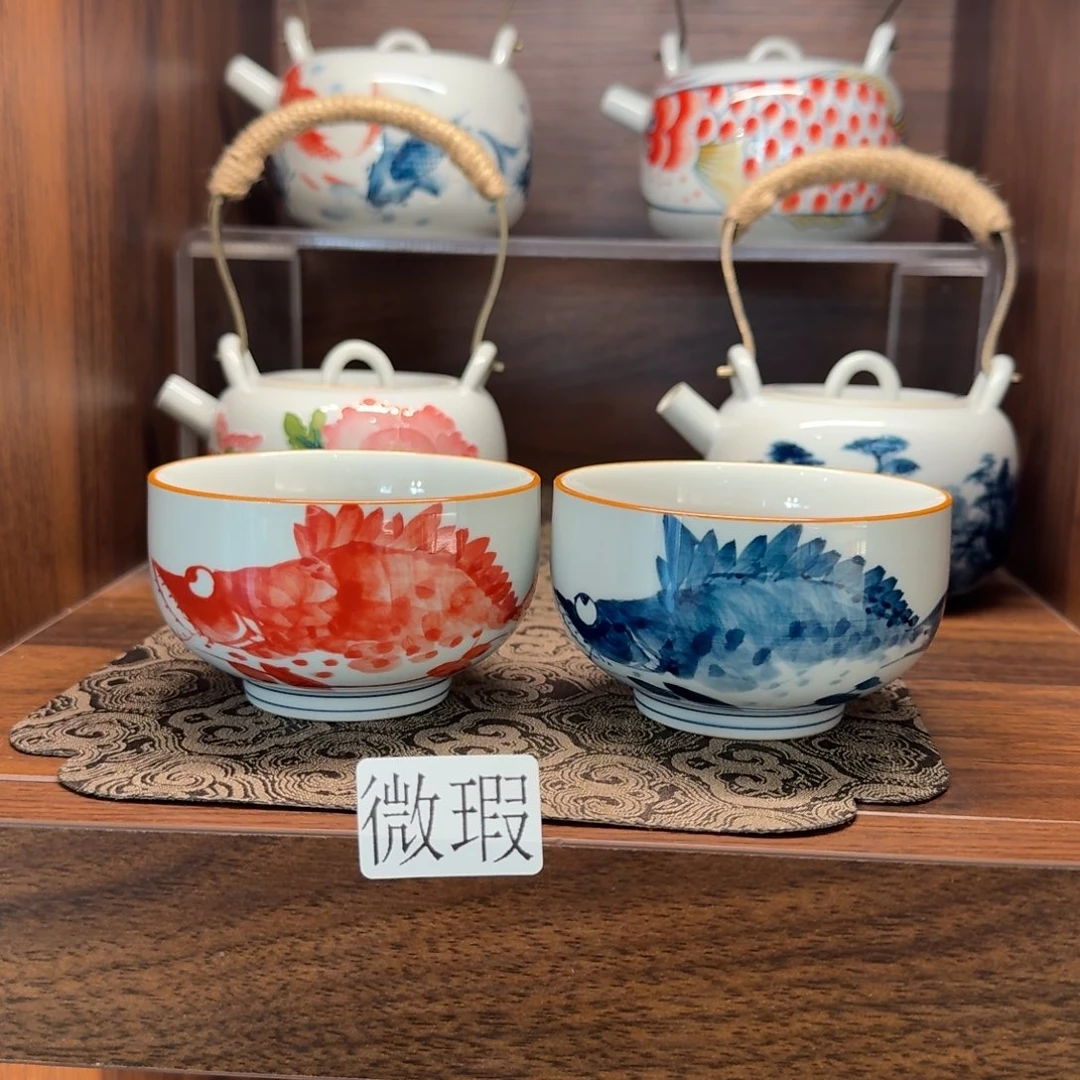 釉下手绘茶具微瑕