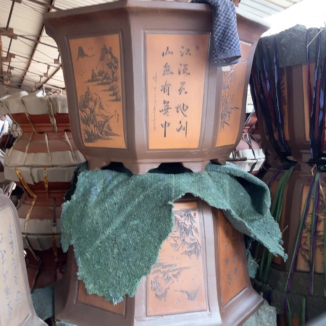 紫砂花盆大高八方盆一个外对86 X79 X52