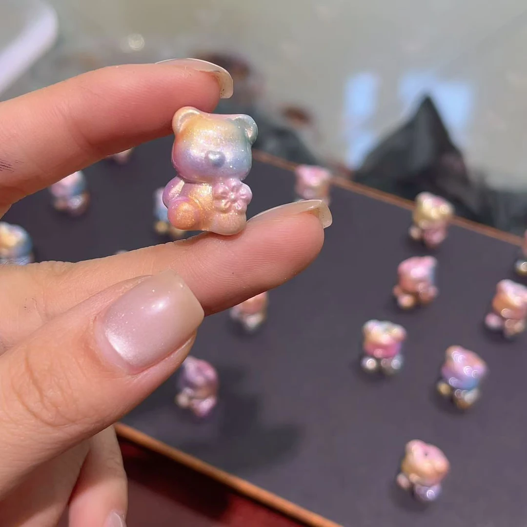 手工串珠DIY彩虹色磁粉大漆小花熊隔珠腰珠文玩配饰配件