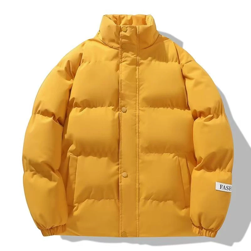 面包服运动时尚白色加厚冬季棉服宽松棉衣褶皱纯色秋冬保暖百搭