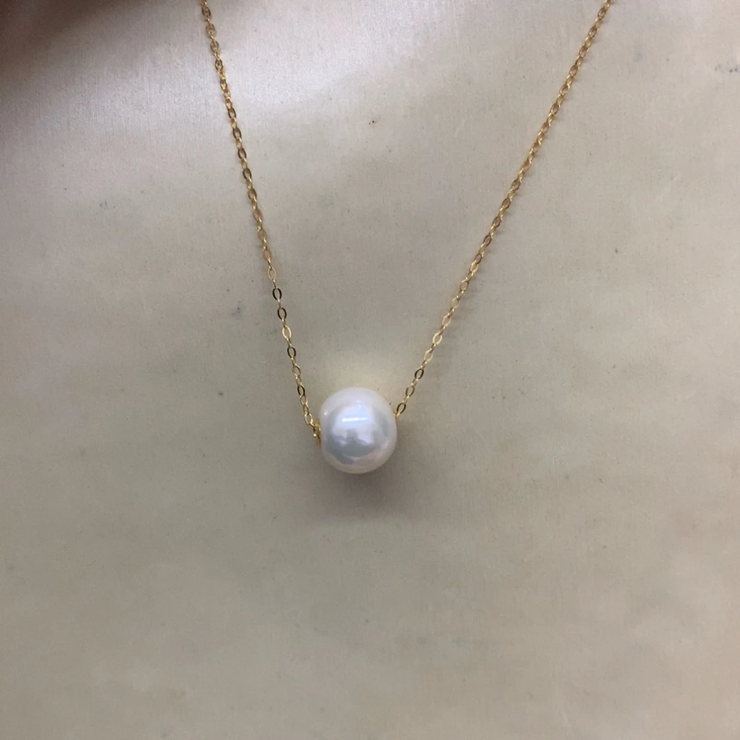 颈饰淡水珍珠18K金镶嵌10-11爱迪生路路通