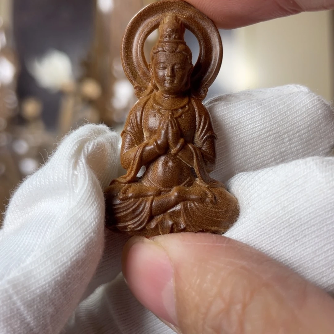 檀香木吊坠1**3老山檀香老料横纹观音菩萨（不要赠品）