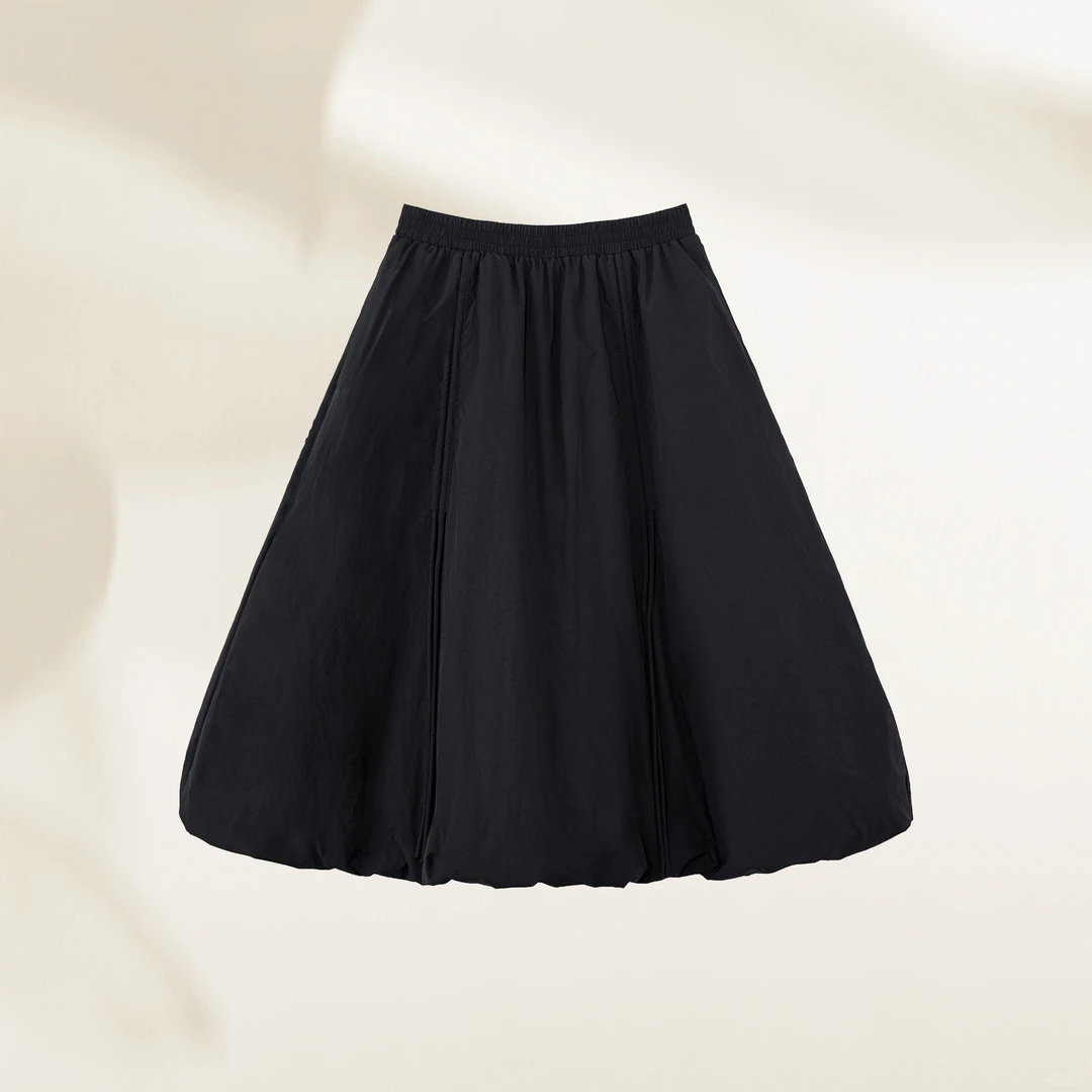 吕小男&法式设计感抽绳鹅绒A字半裙21W2543030