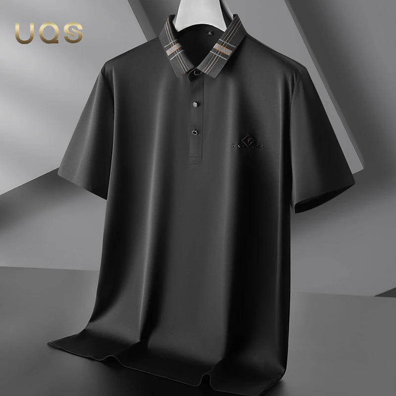 加大码男士短袖POLO衫夏季新款商务休闲冰丝凉感薄款透气宽松舒适