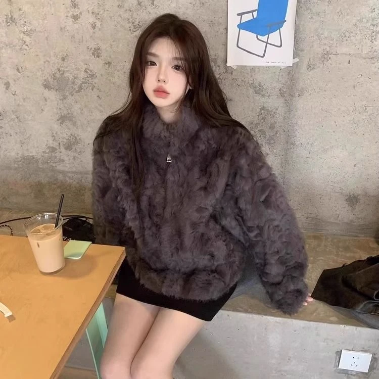 人造皮草 冬季百搭网红时尚宽松加厚ins慵懒风韩版秋冬洋气设计感
