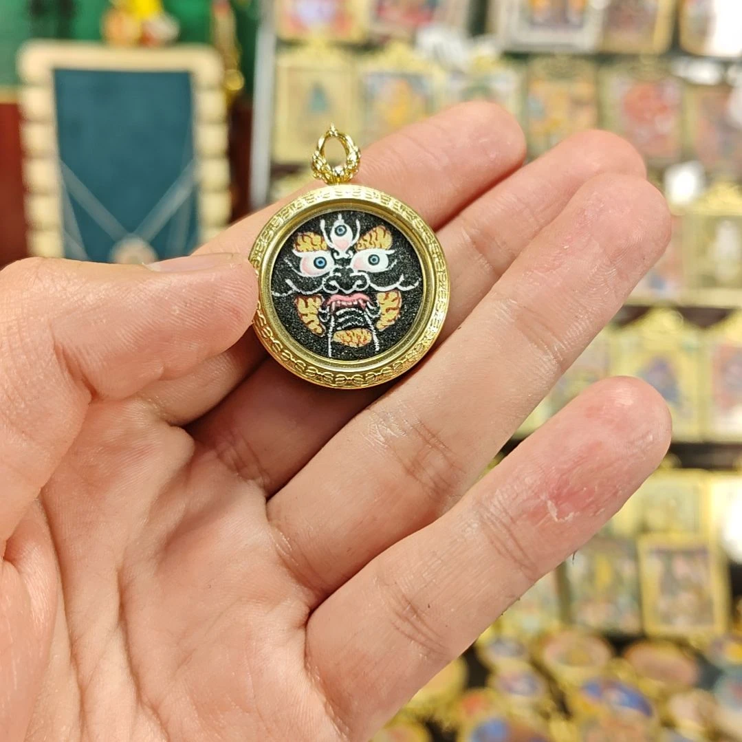 恶***人吊坠纯手绘黑c唐卡