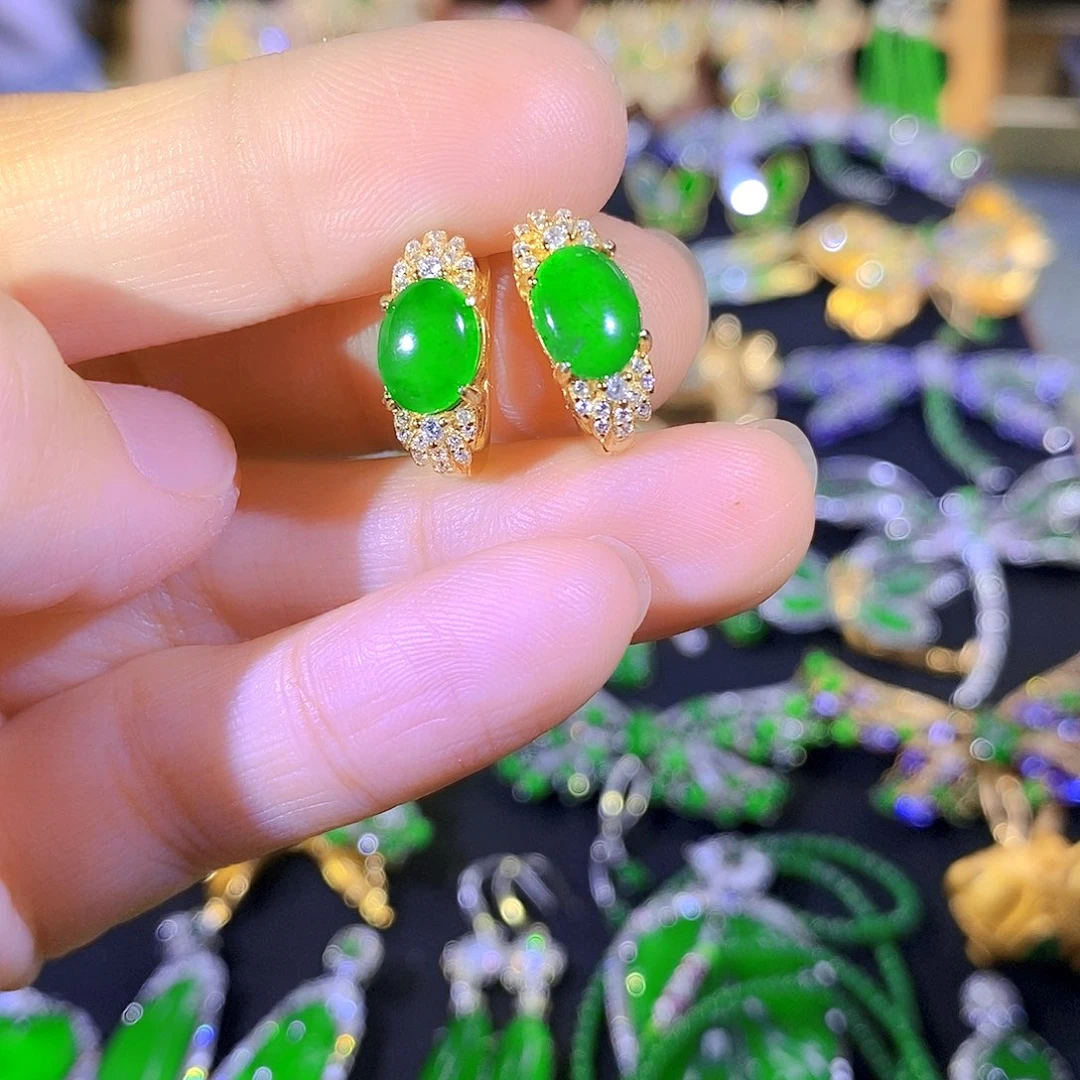 吊坠(不含链)银S925镶嵌翡翠