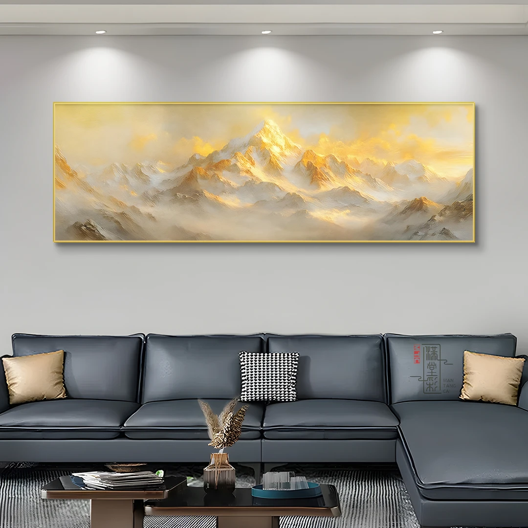 背靠金山客厅沙发背景墙装饰画现代轻奢质感靠山图简约时尚挂画