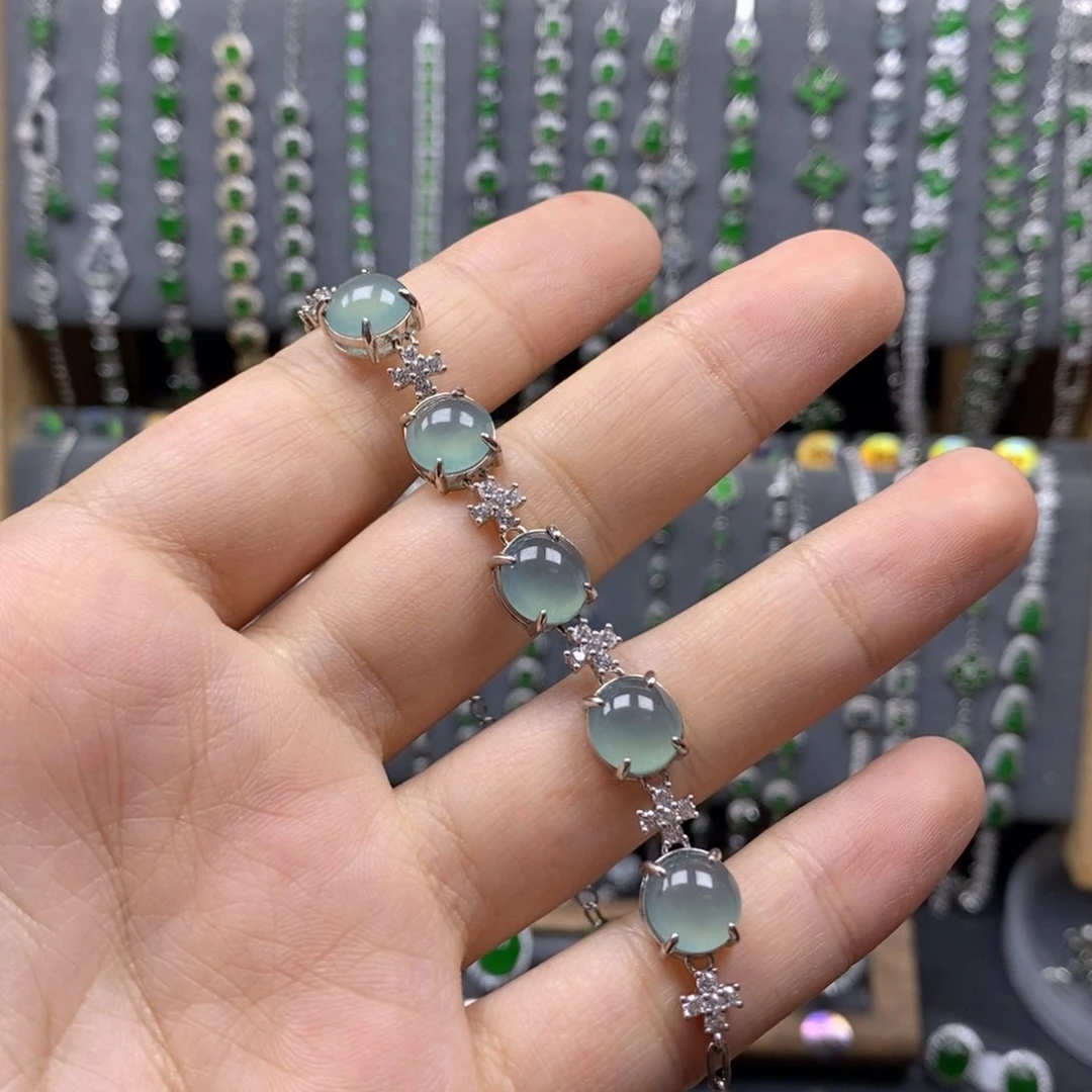 翡翠银S925镶嵌颈饰高品质8mm