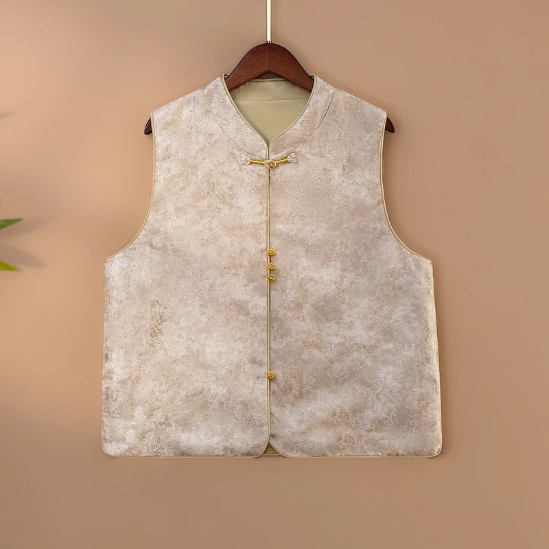 【茶颜】2025新款春季马甲新中式复古国风立领提花气质上衣马夹女款