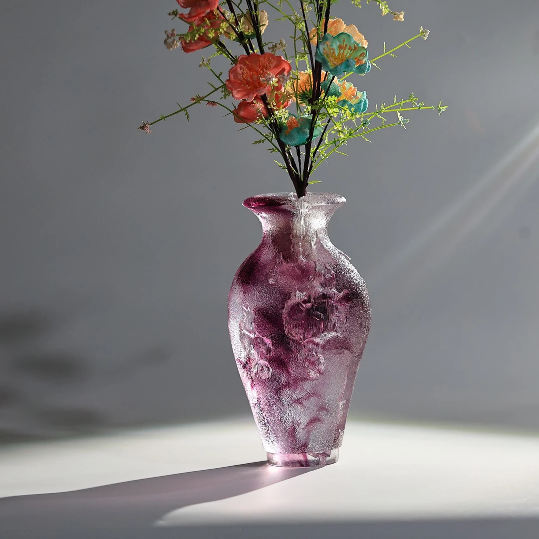 古法脱蜡琉璃岩石花瓶客厅大堂会议室时尚高档礼品工艺品艺术摆件