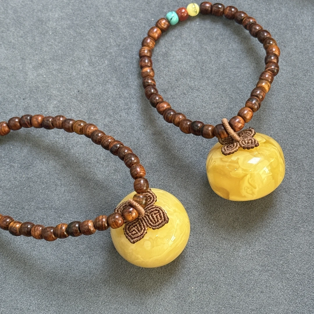 【柿柿如意】蜜蜡手把件（小）#6468多样性发一