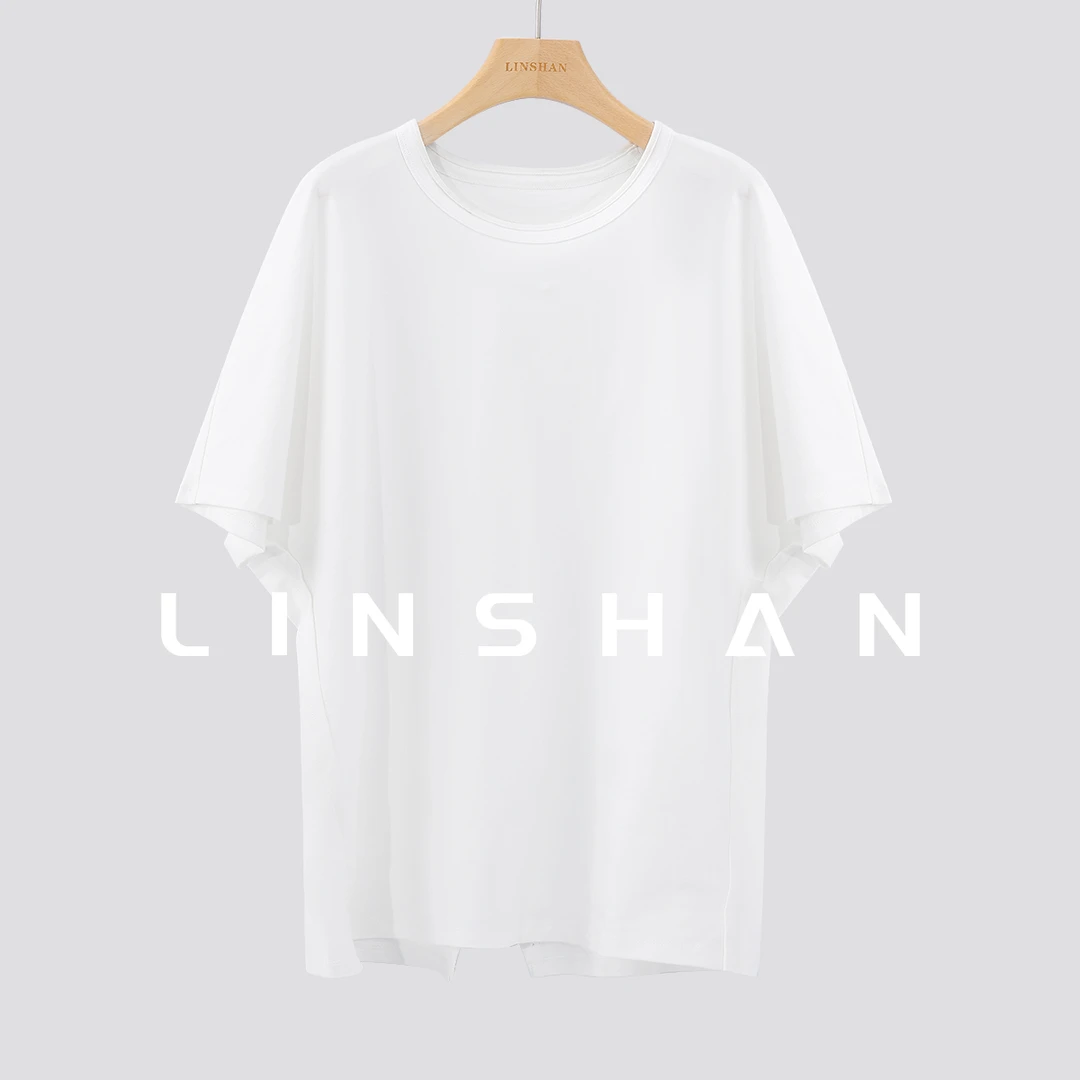 HNLINSHAN【一顾倾城】宽松纯棉百搭韩款简约夏T恤上衣23218303