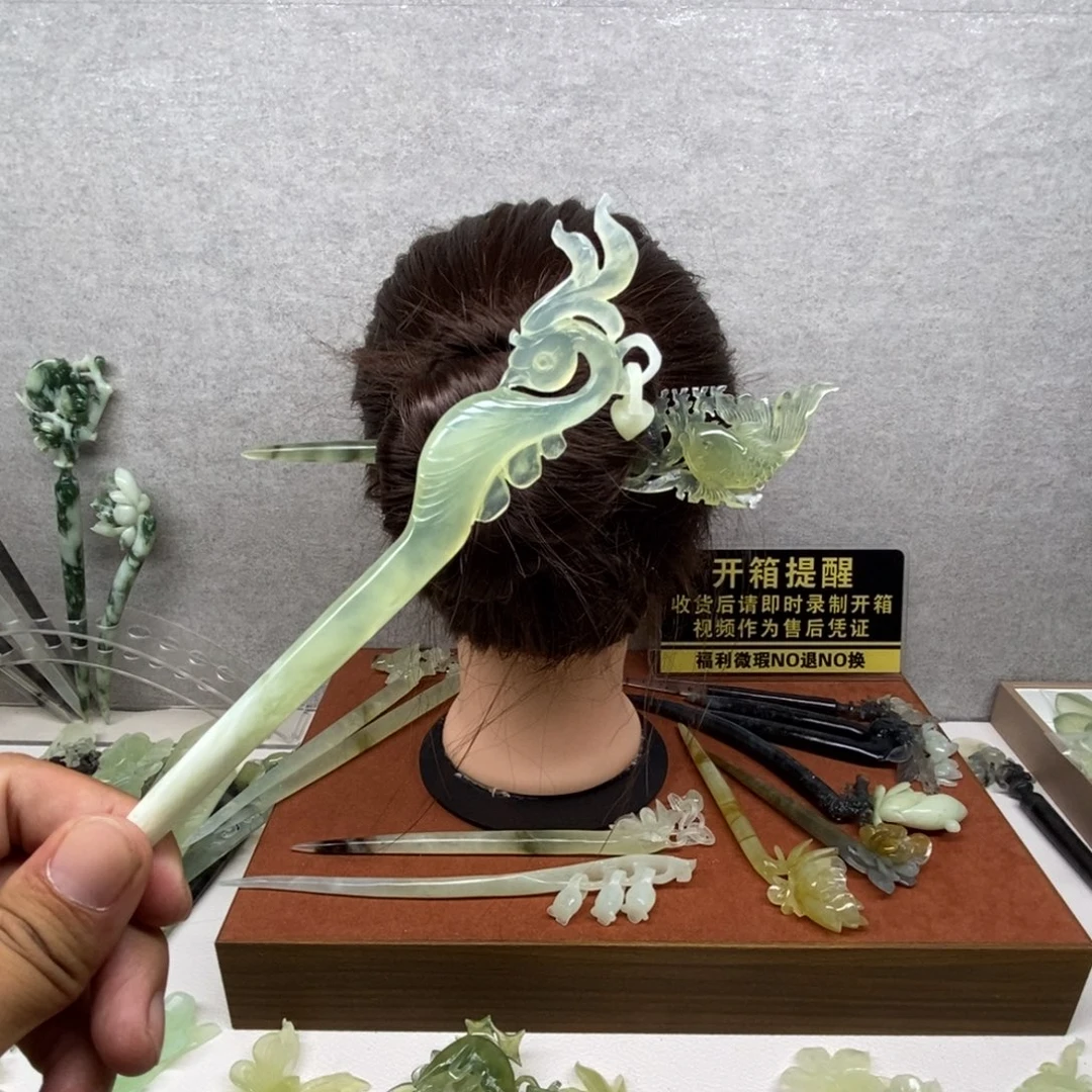 蛇纹石玉未镶嵌发饰