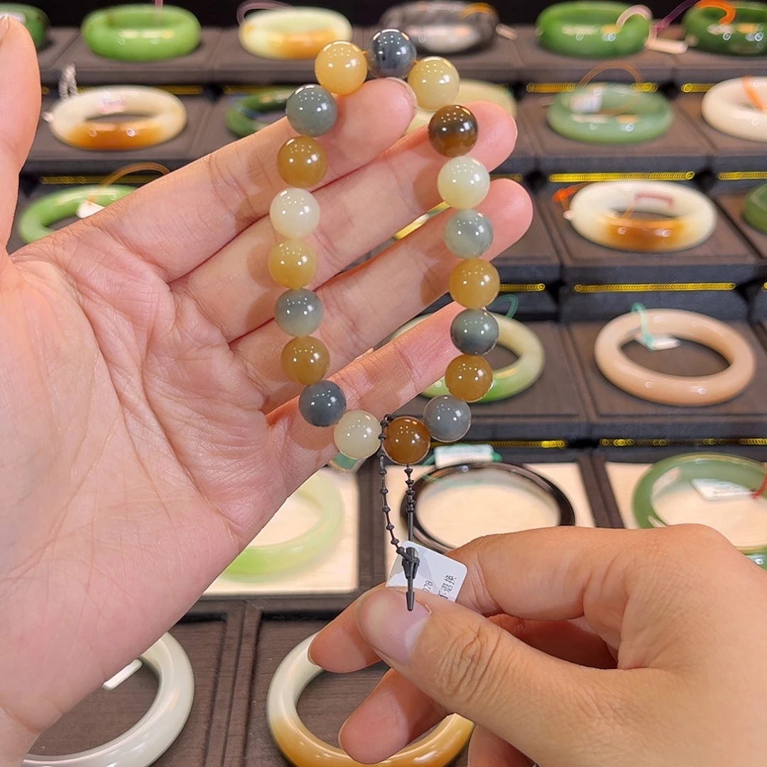 和田玉未镶嵌手镯多宝手串约10