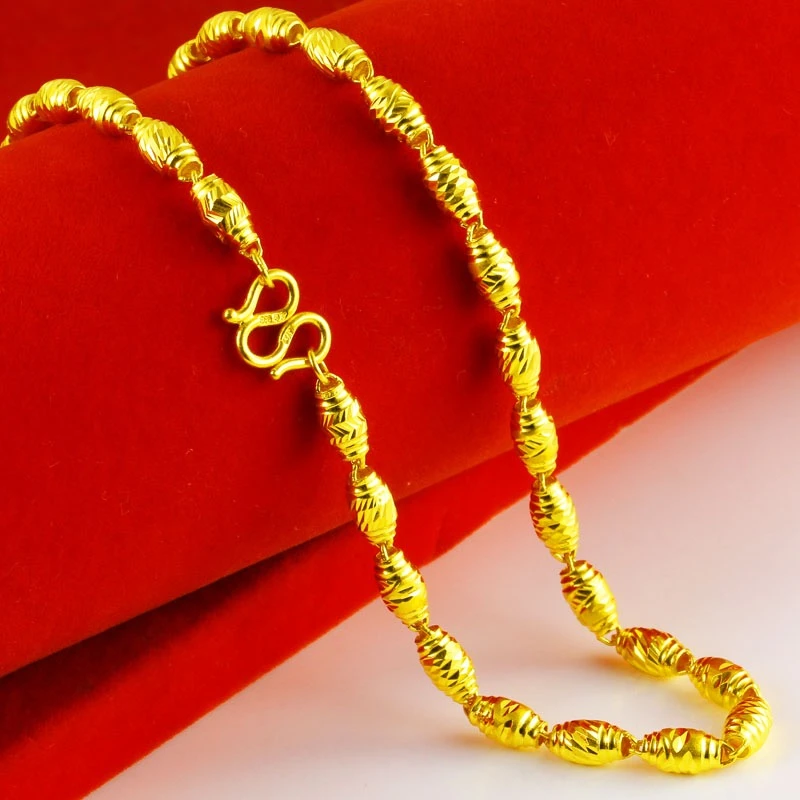 合金项链 合金项链2024爆款橄榄项链不掉色不褪色时尚大气金色