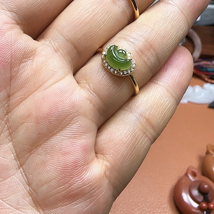 和田玉（碧玉）戒指银S925镶嵌