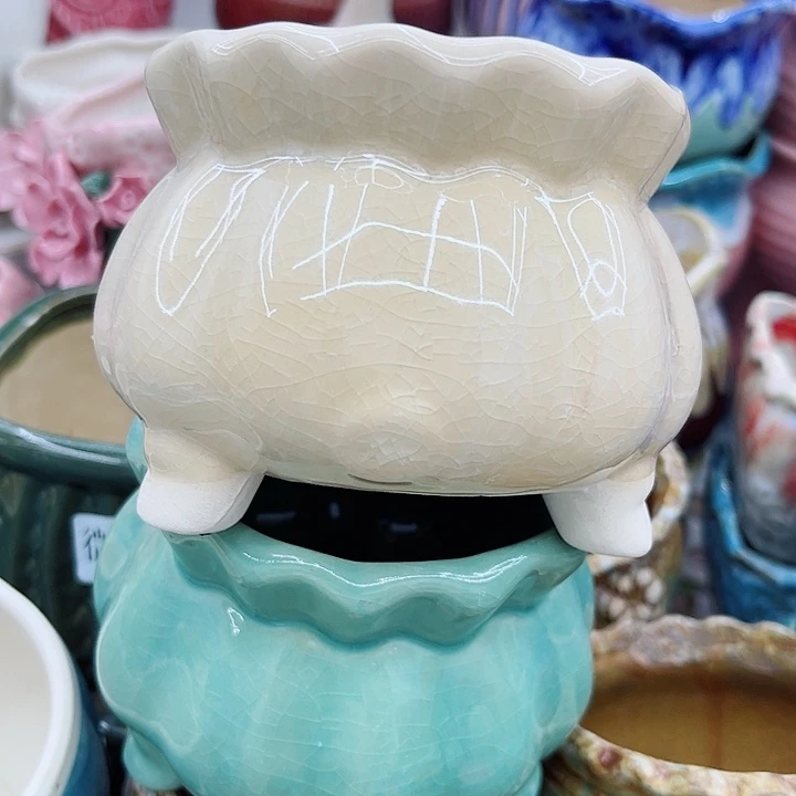 多肉绿植陶瓷花盆9.9包邮，有孔