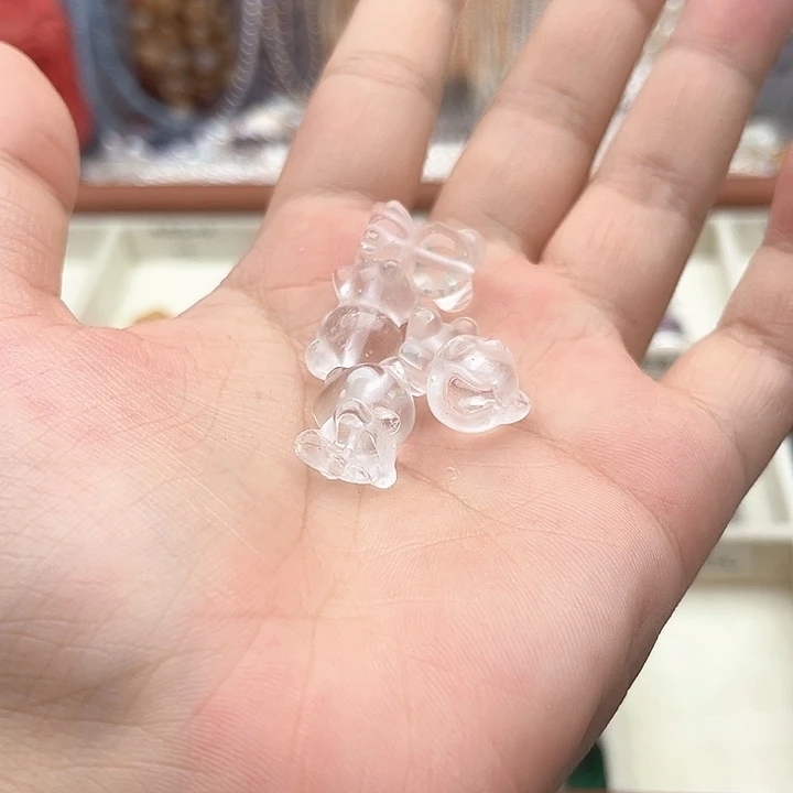 未镶嵌玛瑙/玉髓珠宝半成品一个12/17mm左右白水晶小熊