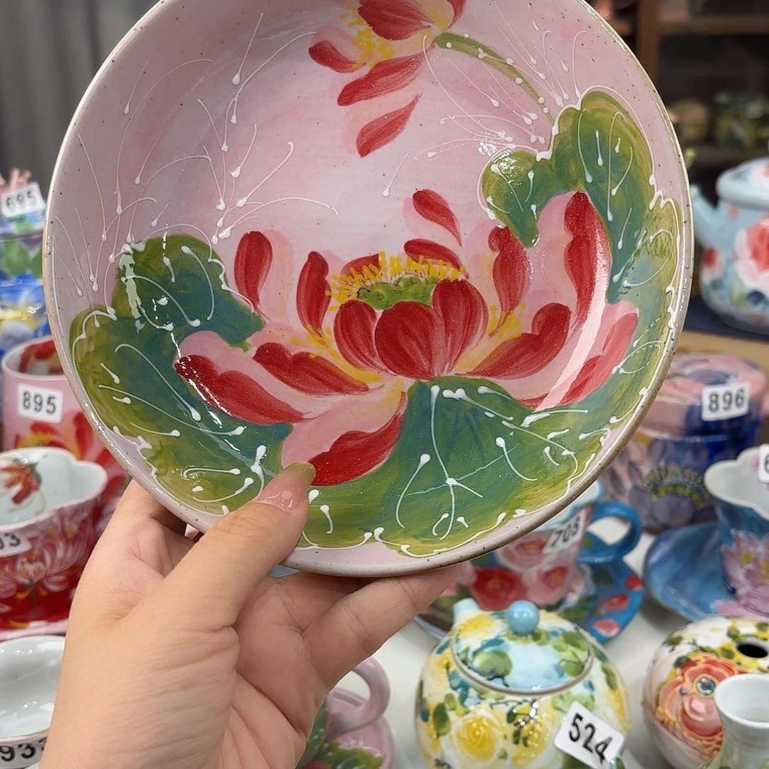瓷片景德镇手绘高温釉下彩陶瓷茶具