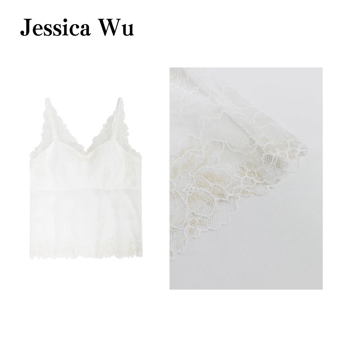 JESSICA WU超漂亮的美背~法式蕾丝女人味百搭显瘦带胸垫美背吊带