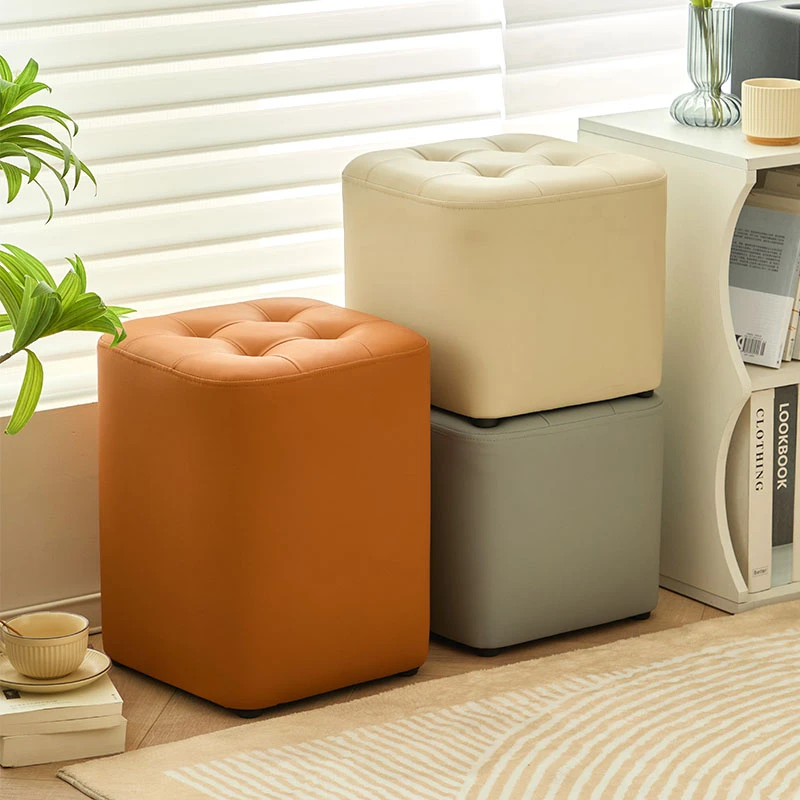 家用软包小凳子实木换鞋凳门口客厅可坐沙发凳脚踏凳穿鞋凳皮凳子