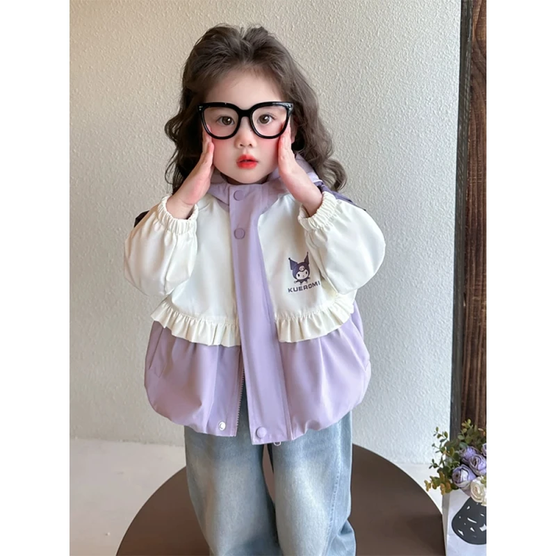 库洛米女童春装外套2025新款儿童冲锋衣春秋款洋气宝宝春秋款上衣