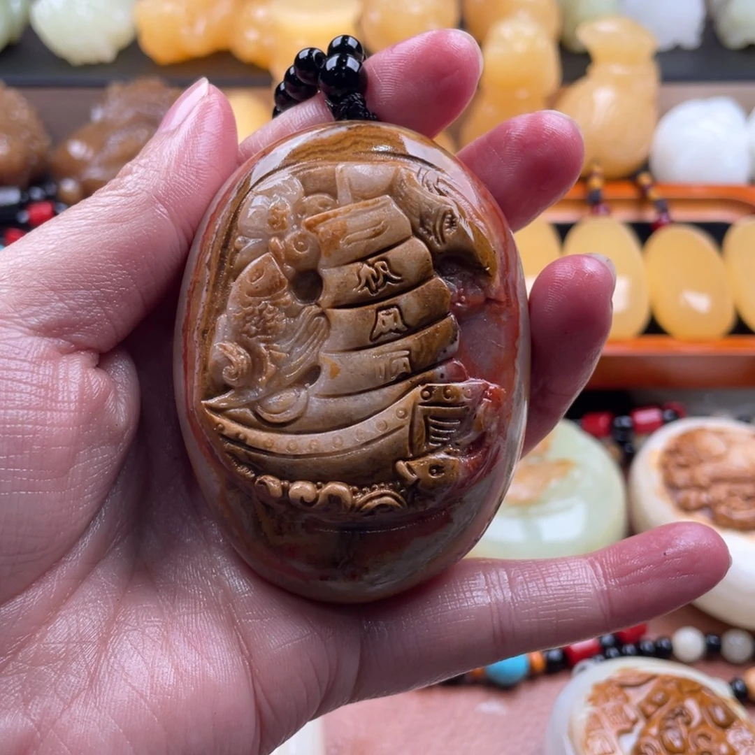 陕***家石材天然古青石手把件