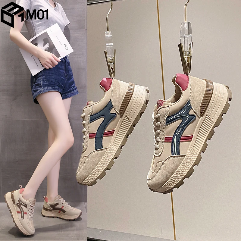 M01爆款阿甘鞋女款2025新款厚底运动鞋加绒百搭轻便休闲老爹鞋女