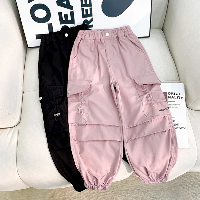 春季新款女童工装裤儿童秋装裤子女孩运动裤宽松潮zb5421简约童品