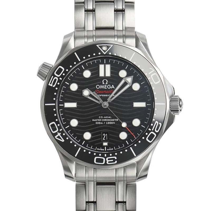 95新 Omega/欧米茄 海马300黑钢自动机械背透男表42mm