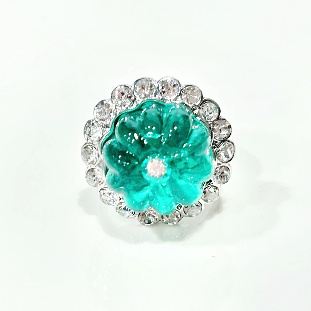 铜合金琉璃戒指  4645西洋中古风 vintage复古南瓜琉璃开口戒指